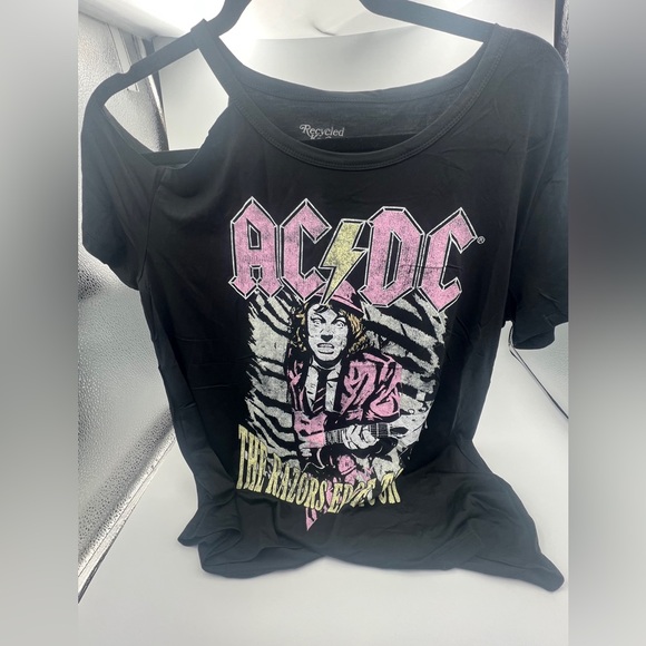 AC/DC The Razors Edge Tour Cold Shoulder Tee WMN T-Shirt NEW SIZES SM & MEDIUM - Picture 9 of 9